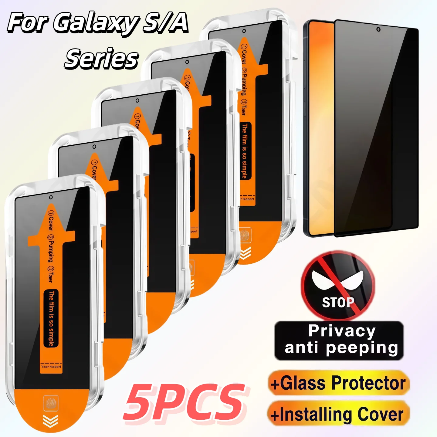 

5Pcs For Galaxy S25 Edge S24 Ultra S23 S22 S21 Plus A55 A35 A15 A16 5G Screen Protector Tempered Glass Anti-Peeping
