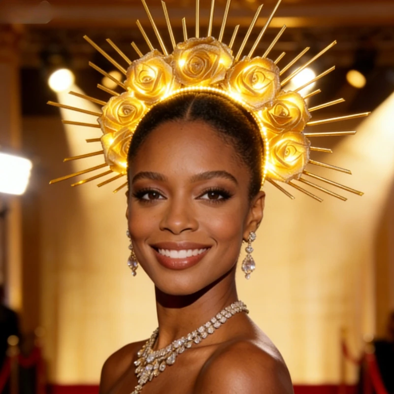 

LED Light Up Silver Rose Sunburst Headband - Glowing Floral Halo Crown Headpiece, Gothic Lolita Hair Accessory , Photo Shoot