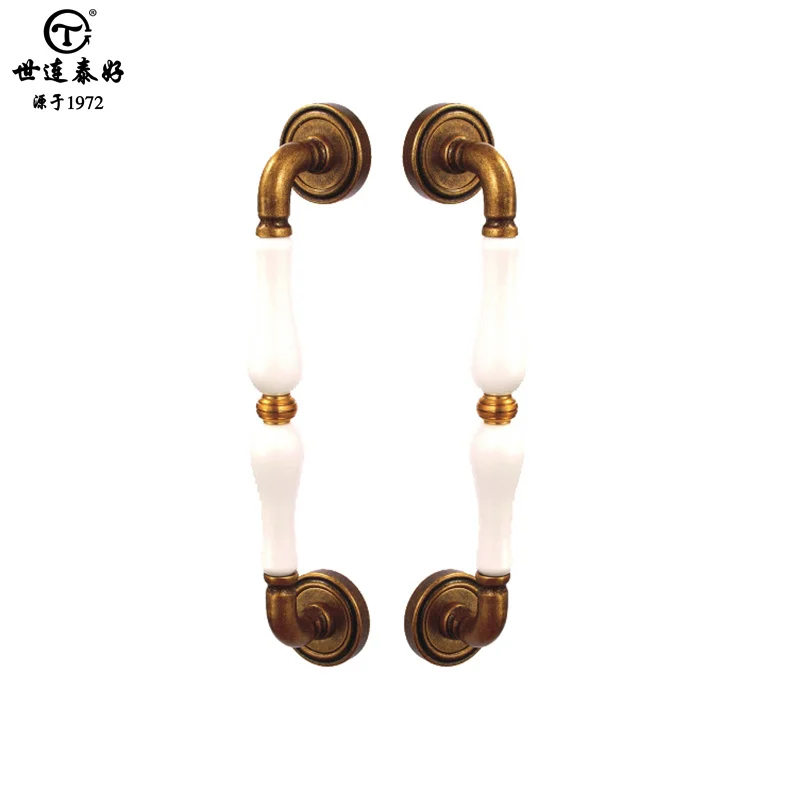 

Taihao copper lock, Shilian Taihao, all-copper indoor glass door double door ceramic handle HK 568