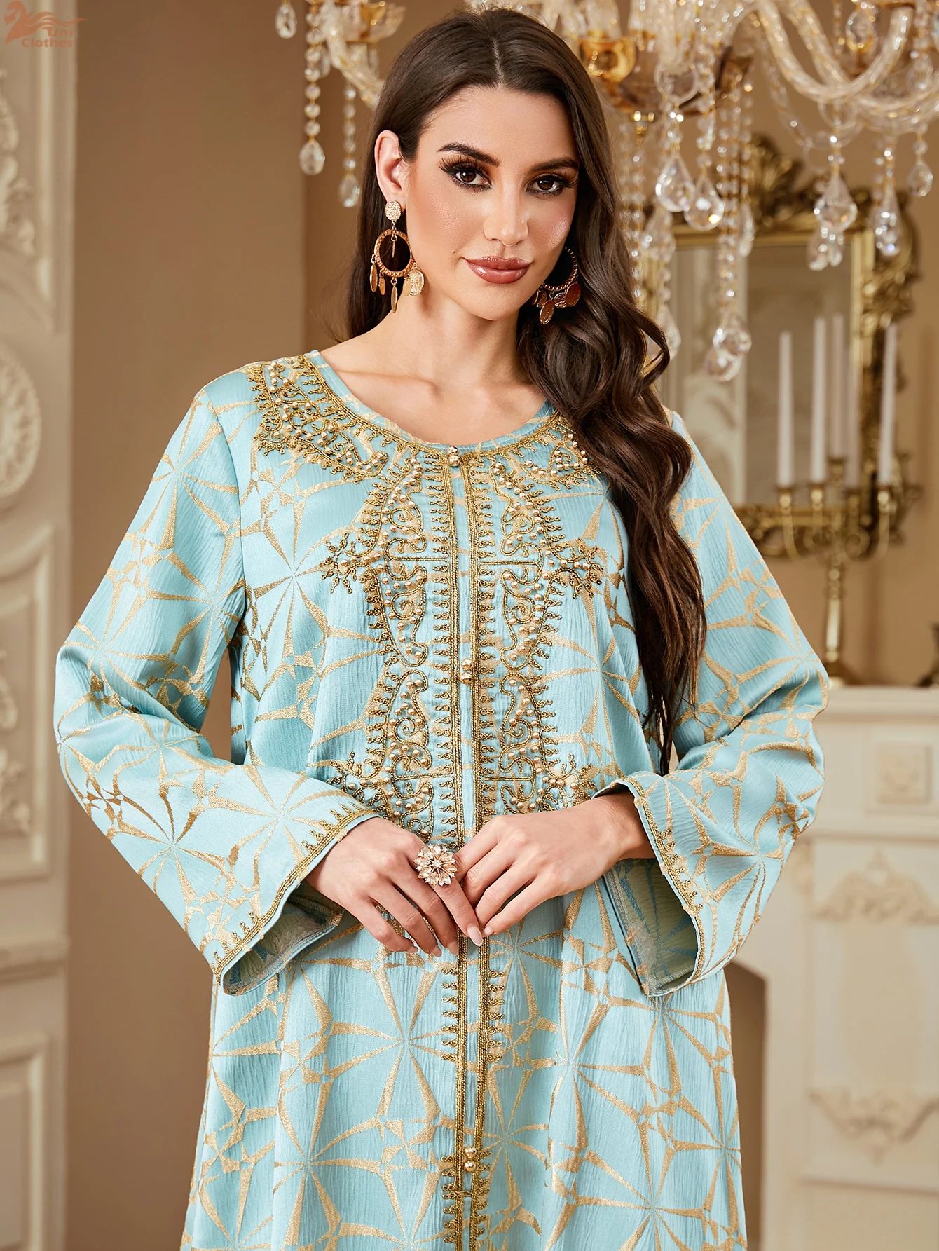 ユニムスリム高級婦人用イブニングドレス刺繍アバヤドバイビーズカフタンパーティードレス