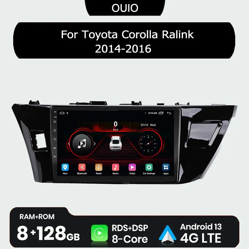 

Android 13 radio For Toyota Corolla Ralink 2013 2014 2015 2016 Car stereo Multimedia Player Carplay Auto GPS navigation 2DIN DSP