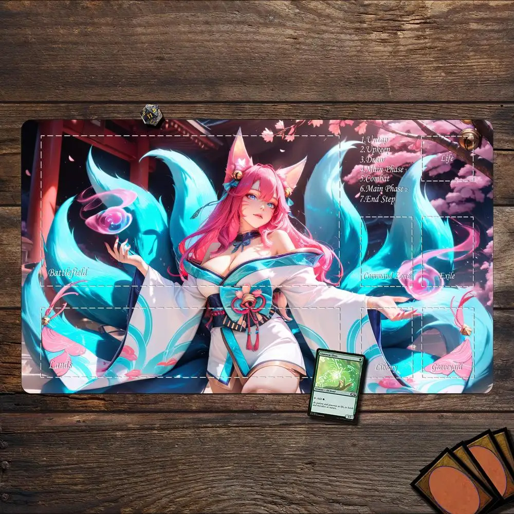 

Magic Playmat card gaming mat with zones Cute and sexy girl mtg playmat rubber anti-slip Desk Mat keypad expansion mousepad