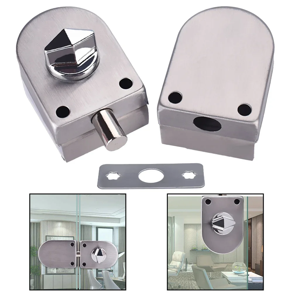 Secure Tempered Glass Door Lock Effortless Unlocking Perfect Fit for 10 12MM Glass Modern Silver Design Quick Installation