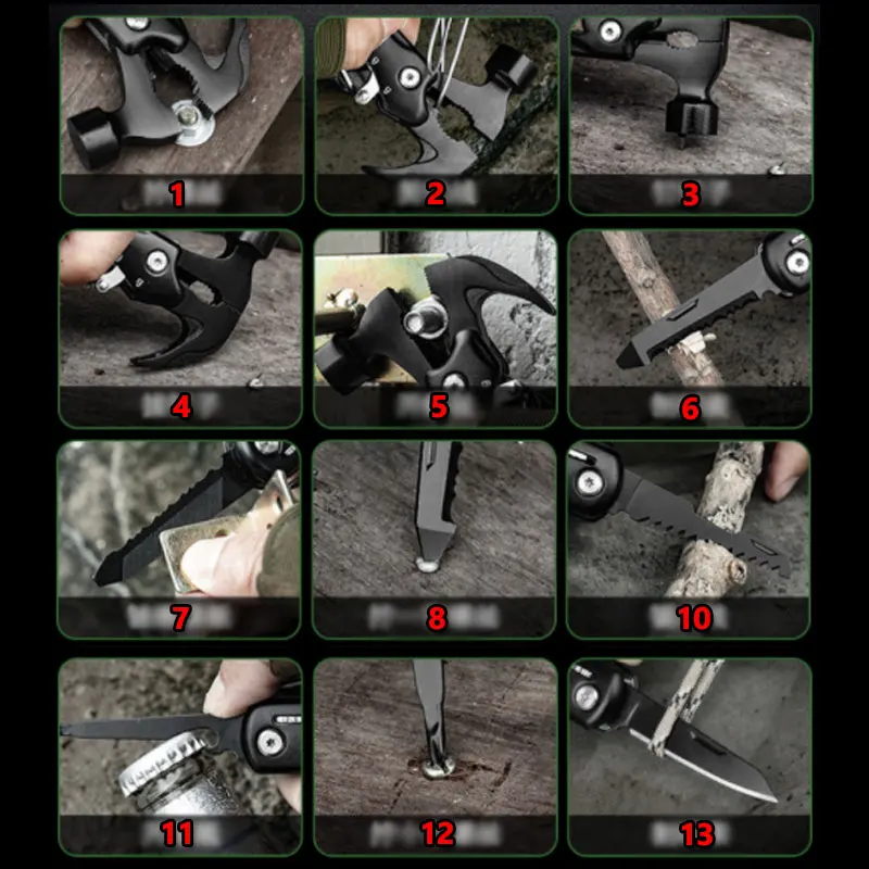 Multifunctional Claw Hammer Stainless Steel Pliers Hammer Multi-purpose EDC Outdoor Camping Tool Car Tools
