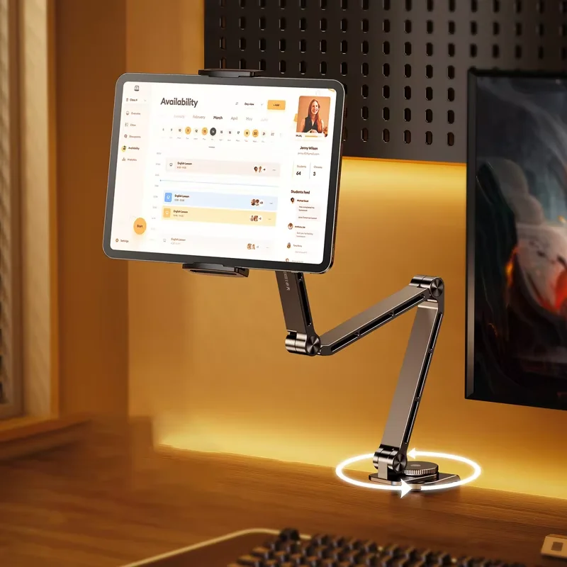 Tablet Stand Desktop Support Stand Phone Holder 360° Rotating Folding Aluminum Alloy Office Fixing Magnetic Bracket