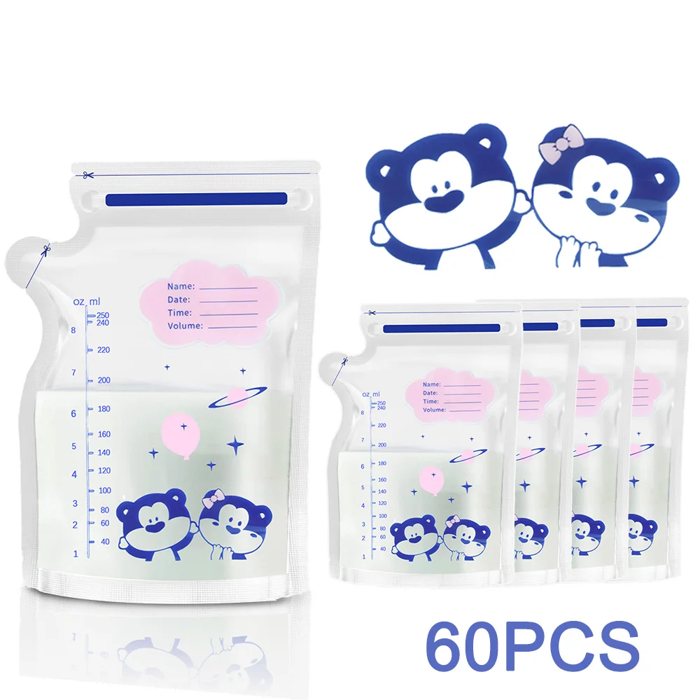 30/60 Pack 250 ml BPA Gratis Melk Opbergzakken Veilige Moedermelk en Babyvoeding Diepvrieszakken voor Gemakkelijk Voeden