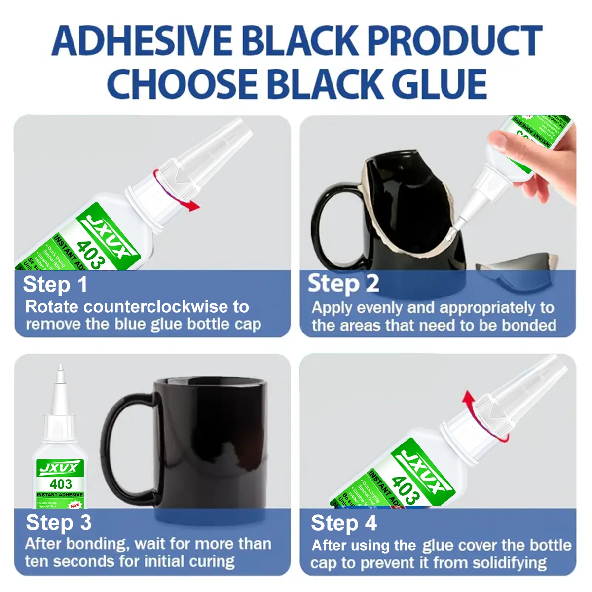 Brandneuer, verbesserter 403-Super-Cyanacrylat-Kleber, sofort trocknend in 5 Sekunden, wasserfestes, stabiles und vielseitiges Klebegerät