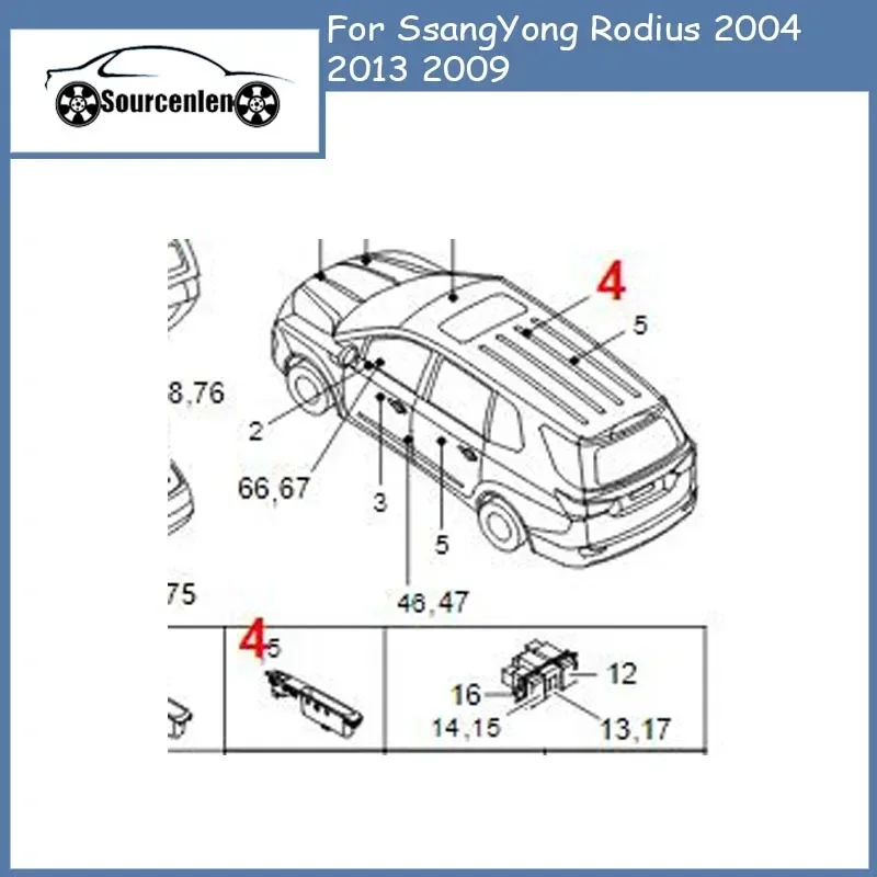 Car Glass Lifter Button for SsangYong Rodius 2004 2013 2009 8583121500 85831-21500