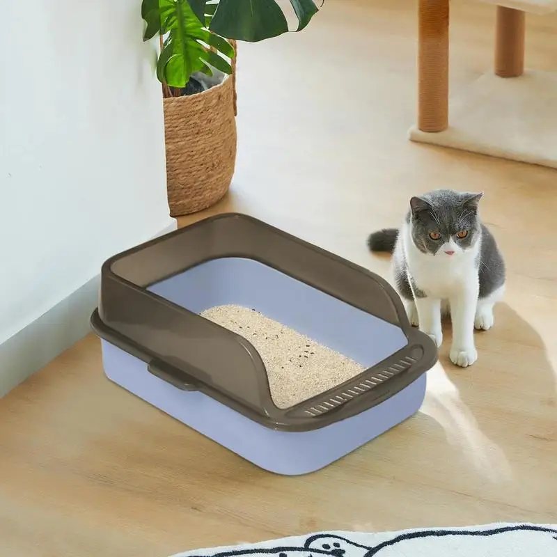 Lettiera aperta Controllo degli odori superiori aperto Padella igienica per gatti a prova di perdite Toilette per gattini facile da pulire Lettiera su un lato alto per la casa