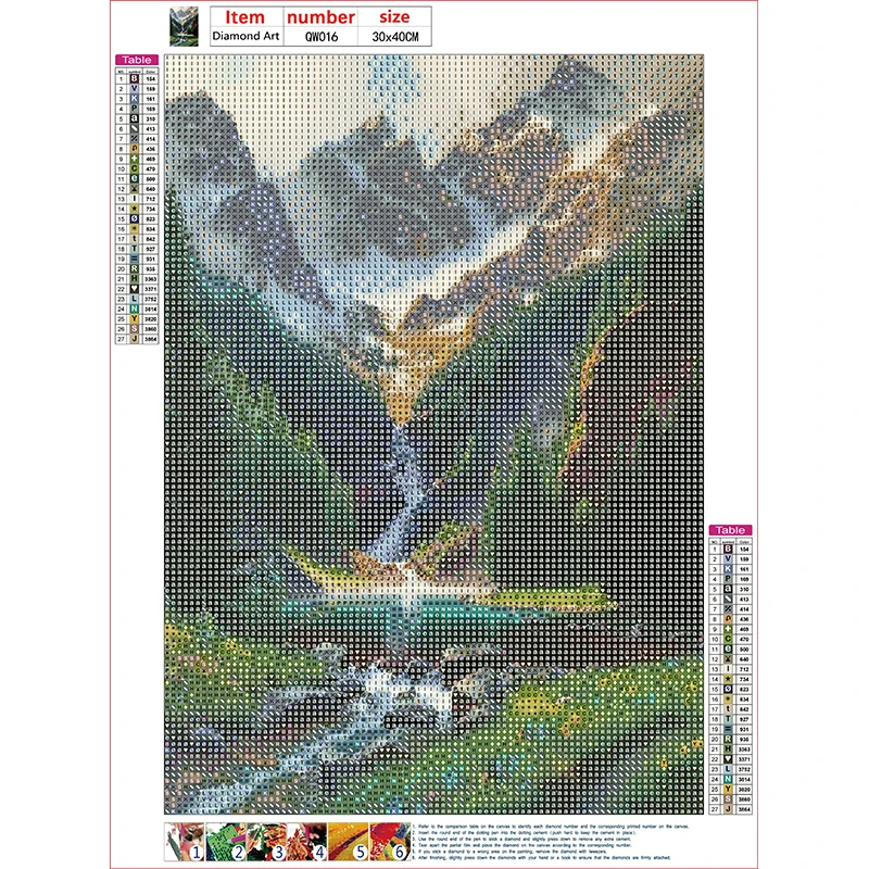 QW016DIY Diamond Painting Kit Landscape Waterfall Full-circle Diamond Embroidery Cross-stitch Home Decoration @ @ 30 * 40cm