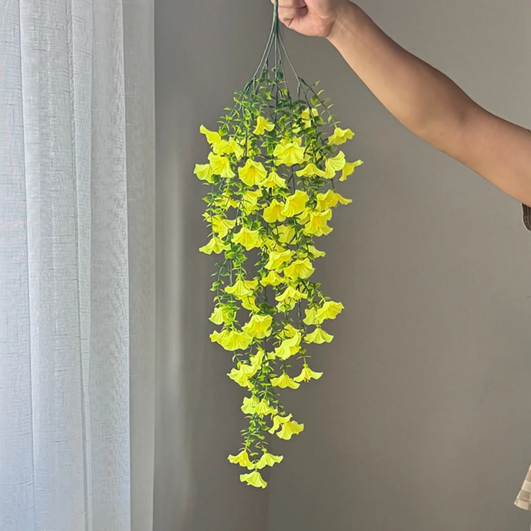 5 Stück künstliche 69-köpfige Trompetenblumen-Girlande, Wanddekoration für Zuhause, Garten, Hochzeit, künstliche Blumen, Rattan, Party- und Eventdekoration – Detail 4