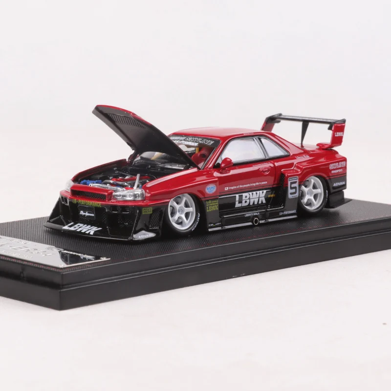 

Модель машины из сплава SW 1:64 LBWK R34, инструмент уличное оружие, коллекция моделей автомобилей с супер силуэтами, может открывать миниатюрные машинки, игрушки