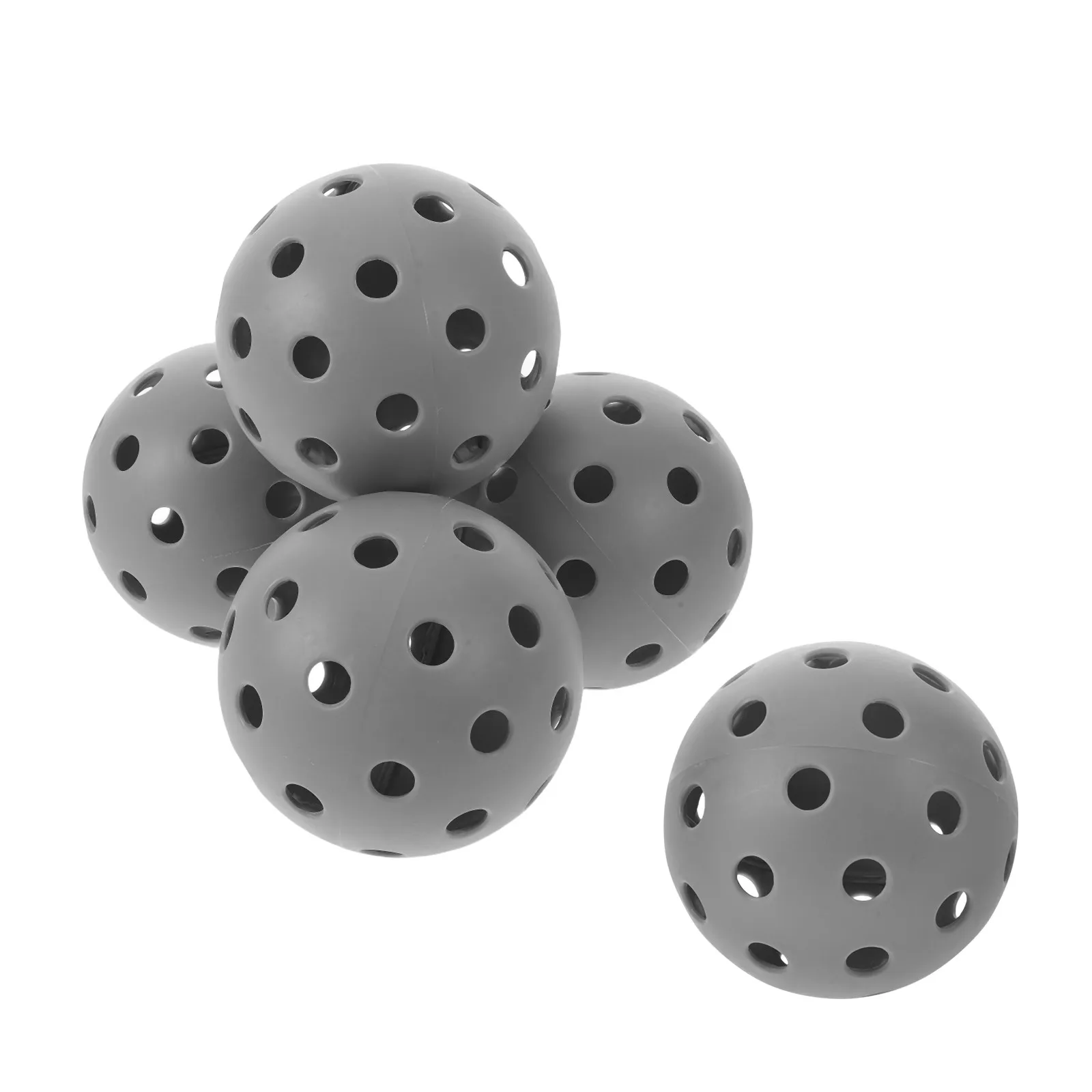 

5Pcs Soft Pickleball Training Balls Hollow Plastic 40 Hole Practice Trainers Gray Outdoor Indoor Equipment 2.91 Inch