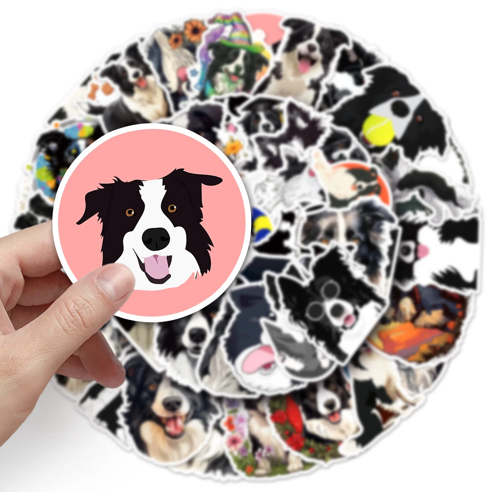 

10/50PCS Cute Border Collie Animals Sticker Kawaii Dog Cartoon Stickers for Kid Travel Luggage Scrapbooking Graffiti Decals Toys
