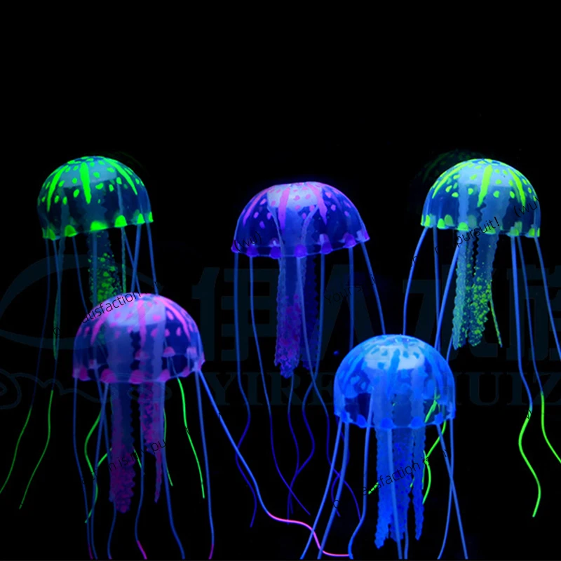 ZOCI-Creative Simulated Glowing Effect Jellyfish Aquarium Decoration Fish Tank Underwater Luminous Ornament Miniature