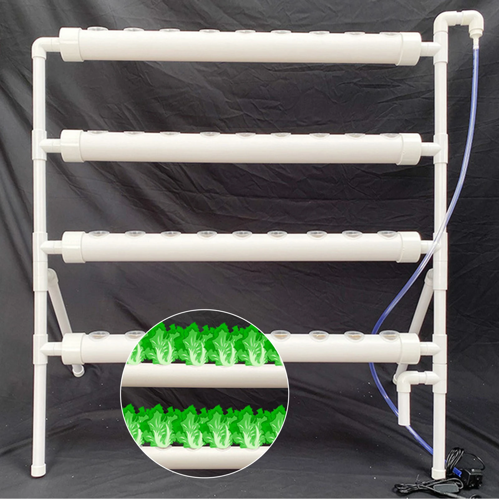 36Holes Hydroponic Grow Kit Garden Plant Irrigation System PVC Pipe for Hydroponics Earthless Plant Growing (Excluding Basin)