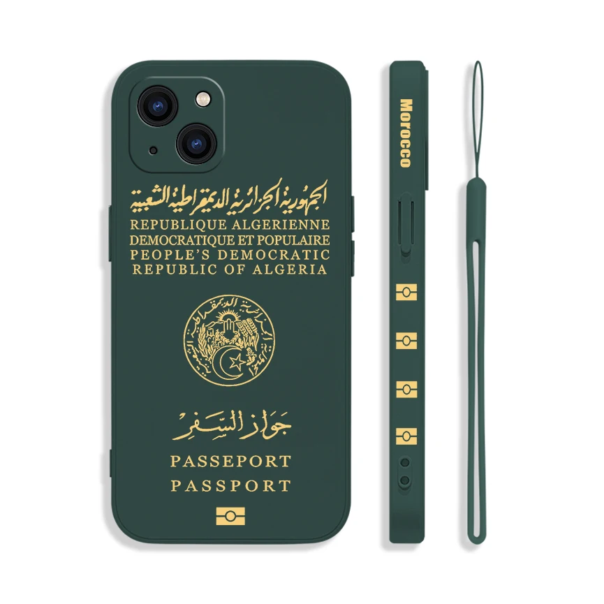 

Algeria Passport Phone Case For Samsung Galaxy S24 S23 S22 S21 S20 Ultra Plus FE S10 4G S9 Note 20 10 9 Plus With Lanyard Cover