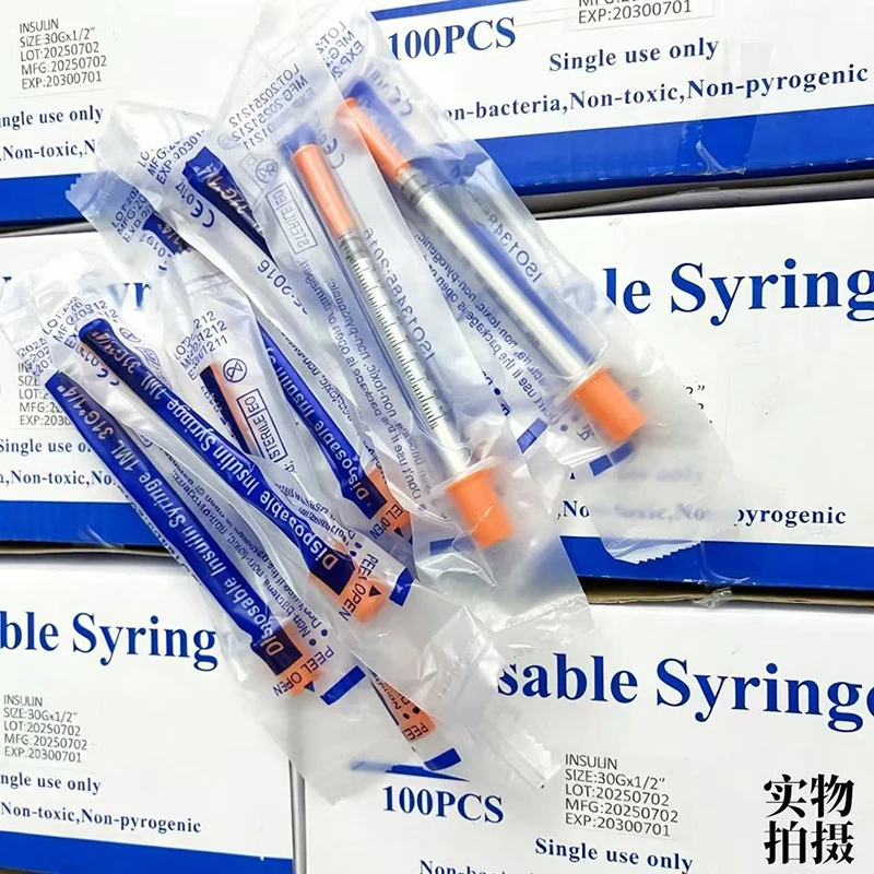 Syringe Insulin 50pcs Wholesale 1CC 0.5ml 0.3ml 32g 31g 29g 6mm 8mm 13mm  Human Veterinary Syringe with CE Certified