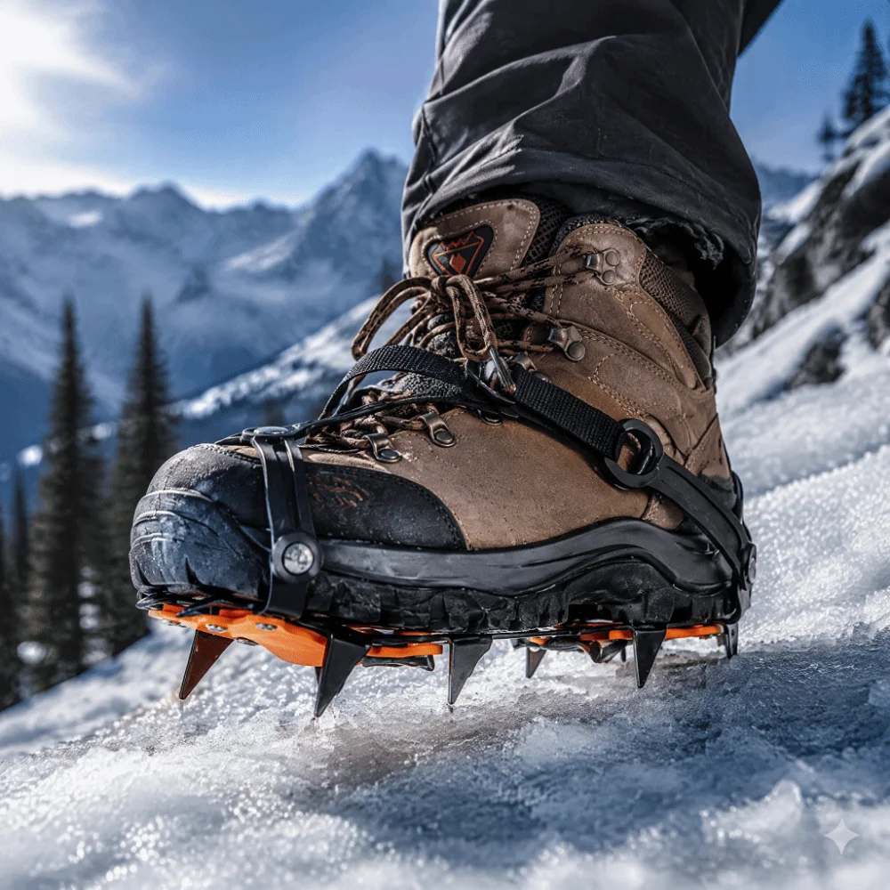 6pcs New ABS Plastic Ice Crampon 10-Tooth Adjustable Length Snow Crampon Manganese Steel Nylon Webbing Traction Cleat Hiking