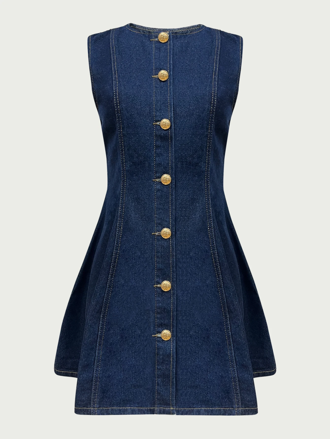 Detalhes do vestido feminino azul-marinho