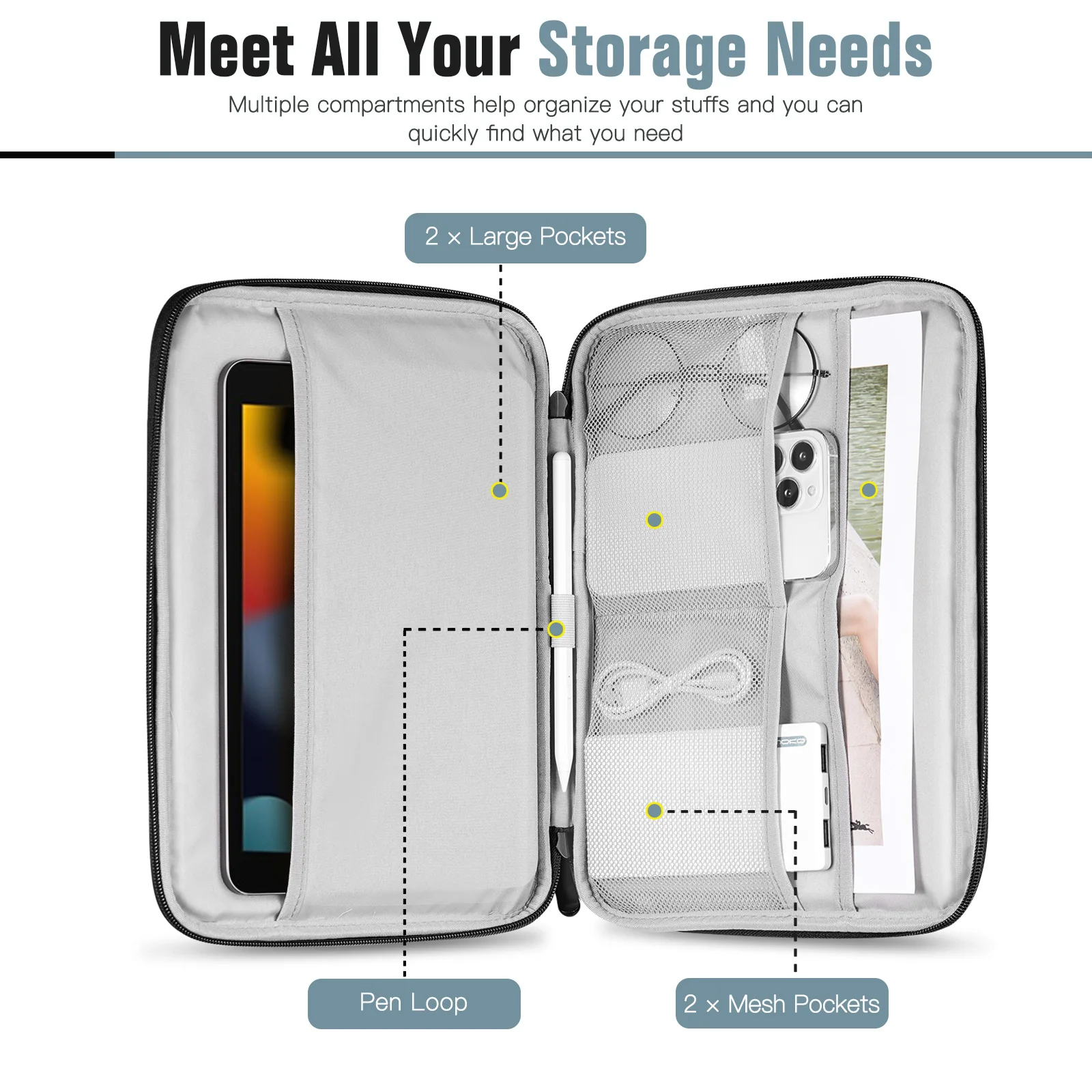 9-11 Inch Tablet Sleeve Bag for iPad 11-inch A16 2025, iPad 10th Gen. 10.9