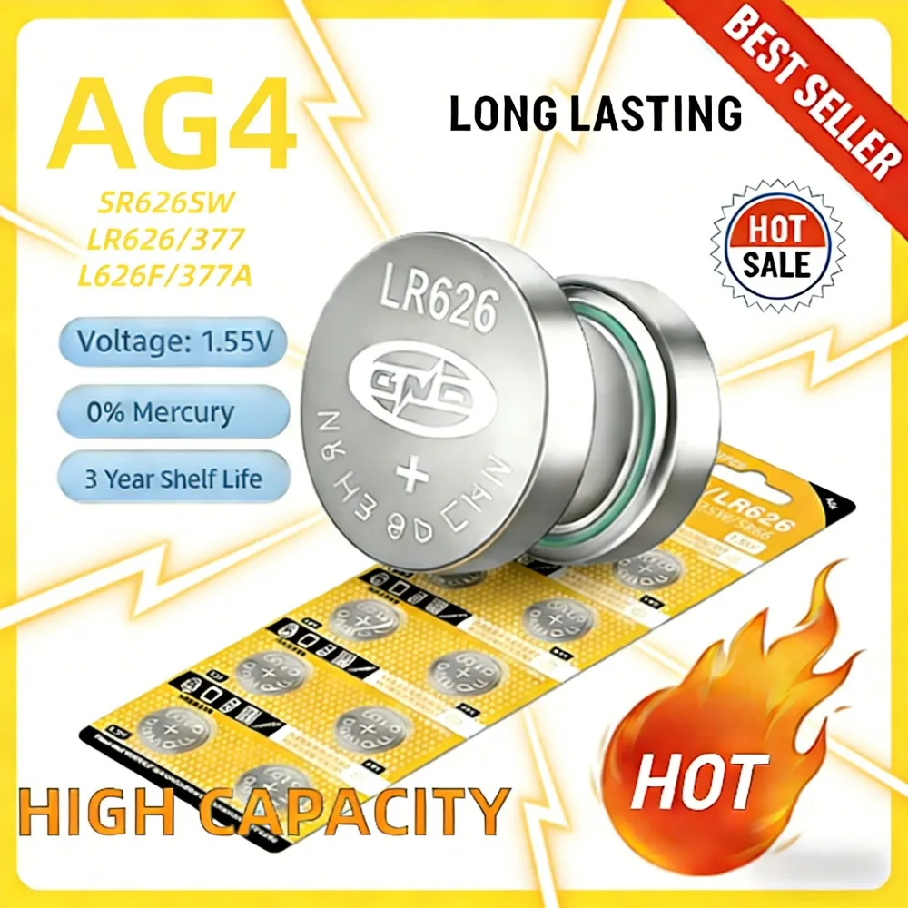 

1.55V Alkaline Button Coin Battery LR626 AG4 377 SR626 177 626A 377A for Watches Toys Calculators Car Keys Remotes
