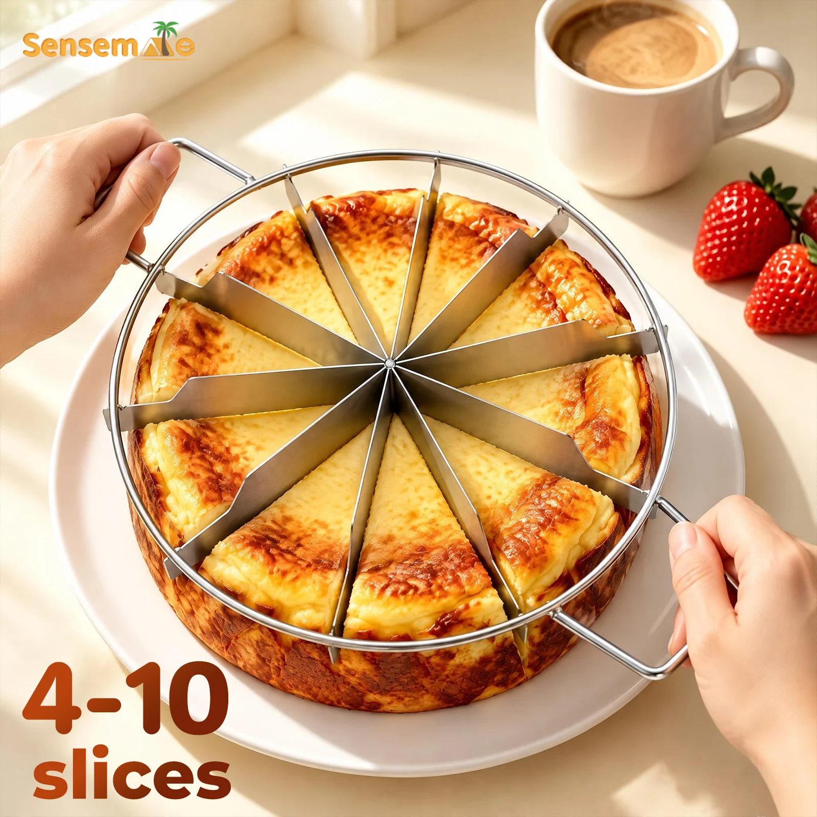 Cake Cutter Slicer Stainless Steel Pastry Portion Marker Pizza Pie Divider Even 4-10 Slices Cake Portioner Baking Tools Kitchen