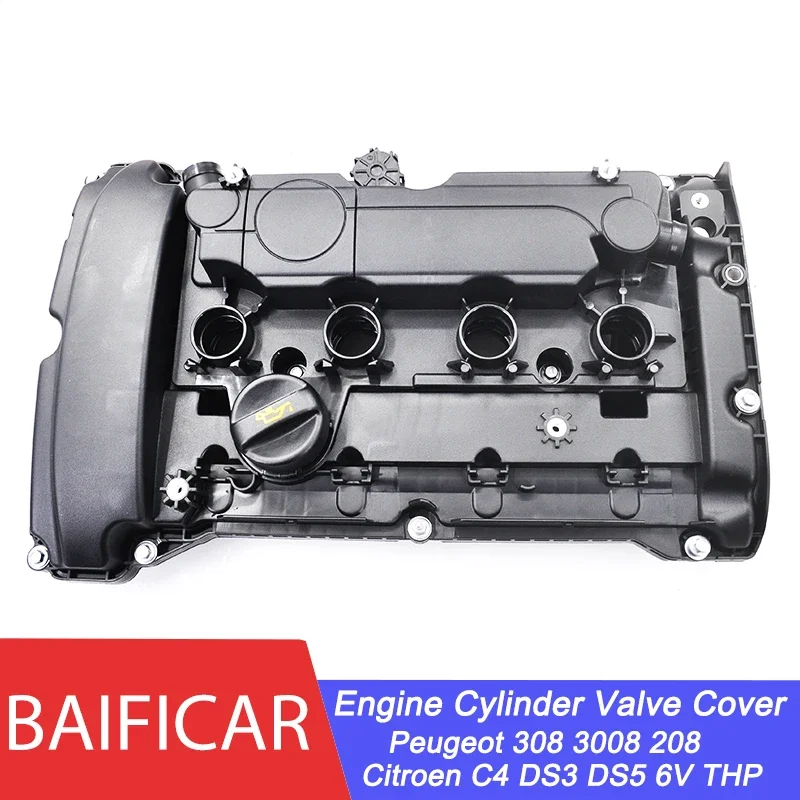 Baificar Double Valve Petrol Engine Cylinder Valve Cover & Gasket 9812071480 For Peugeot 308 3008 208 Citroen C4 DS3 DS5 6V THP