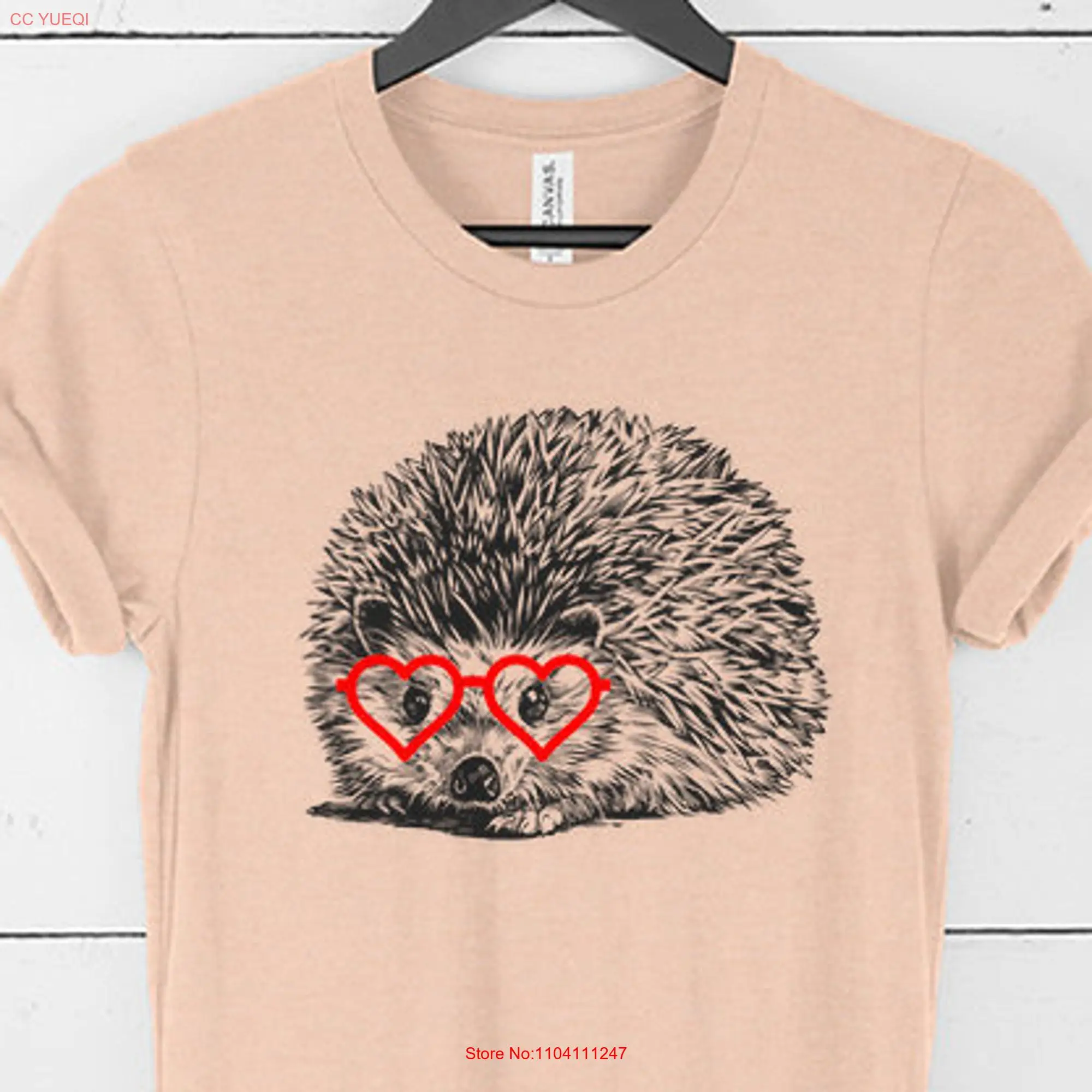 Hedgehog T Shirt Animal Valentine Pet Mom Valentines Day for him her Newlywed Wedding Anniversary s long or short sleeves