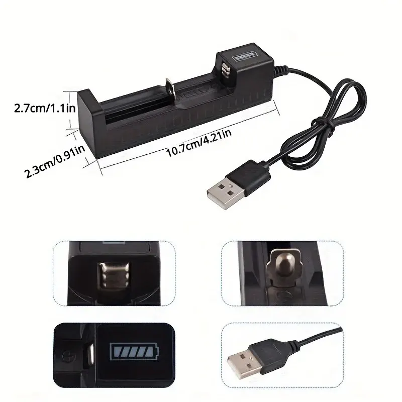 Dual 18650 Battery Charger Black 1 2 Slots For 18650 Charging 4.2V Rechargeable Lithium Battery Charger for Laser Flashlight