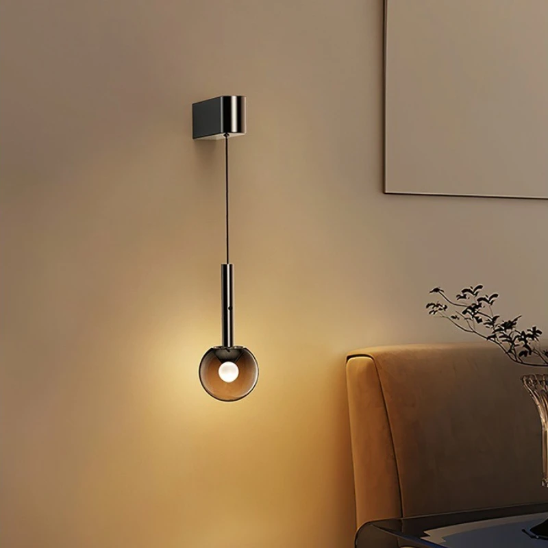 SANDYHA Gradient Glass LED Bedside Wall Lamp Modern Minimalist Design Indoor Lighting Fixture for Bedroom Stylish Lifting