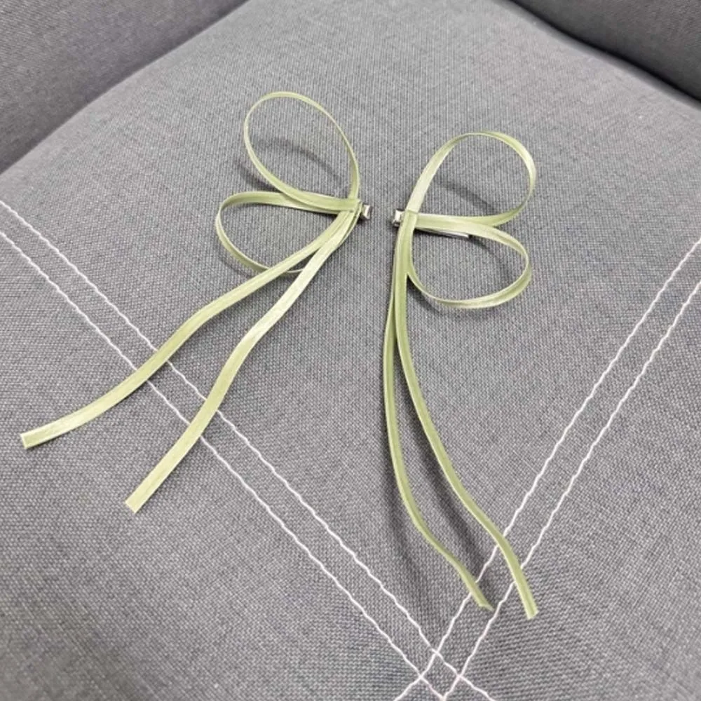 1 Pair 3D Satin Ribbon Bow Barrettes Flowing Flowery Chinese Bow Hairpins Exquisite Vibrant Side Hair Clip Bride