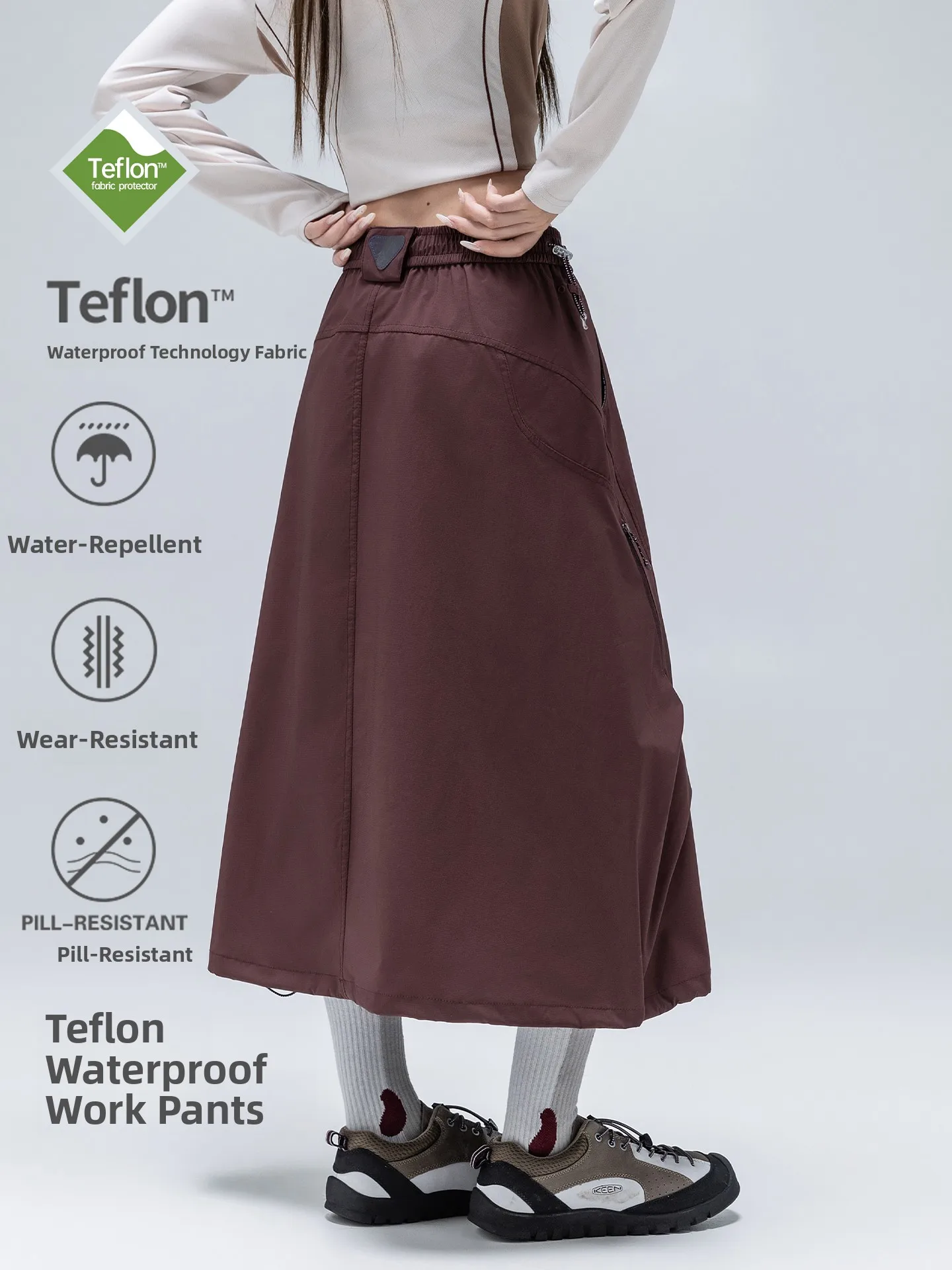 Outdoor Sports Half Skirt Women's Cool Style Adjustable Drawstring Two-Way Wear Mid-Length Umbrella Swing Flower Bud Skirt