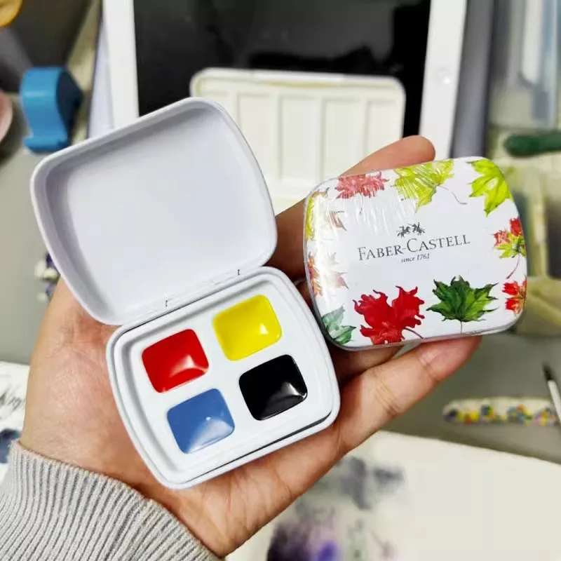 4-color Solid Watercolor Pigment Set for Beginners Outdoor Travel Hand-painted Illustration Creation Mini Portable  Paint Box