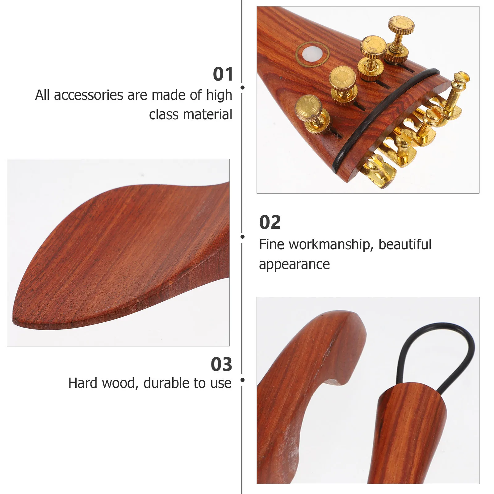 

1Set Premium Wooden Violin Replacement Accessories Durable Violin Parts Chin Rest Tuning Pegs Repair Kit Professional Repair
