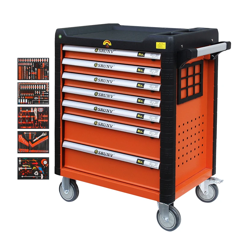 Srunv Tool cabinet Trolley Auto repair  7 Drawers 352 PCS Tools Auto repair rolling tool cabinet