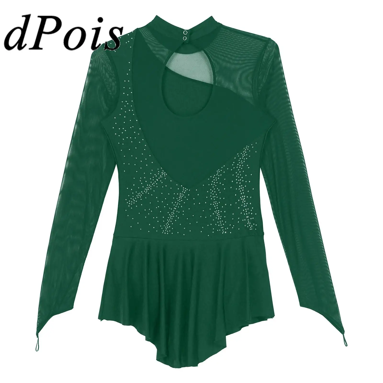 

Adult Women Stage Performance Costumes Lyrical Dance Dress Rhinestone Dancewear Figure Skating Dress Ballet Gymnastic Leotard