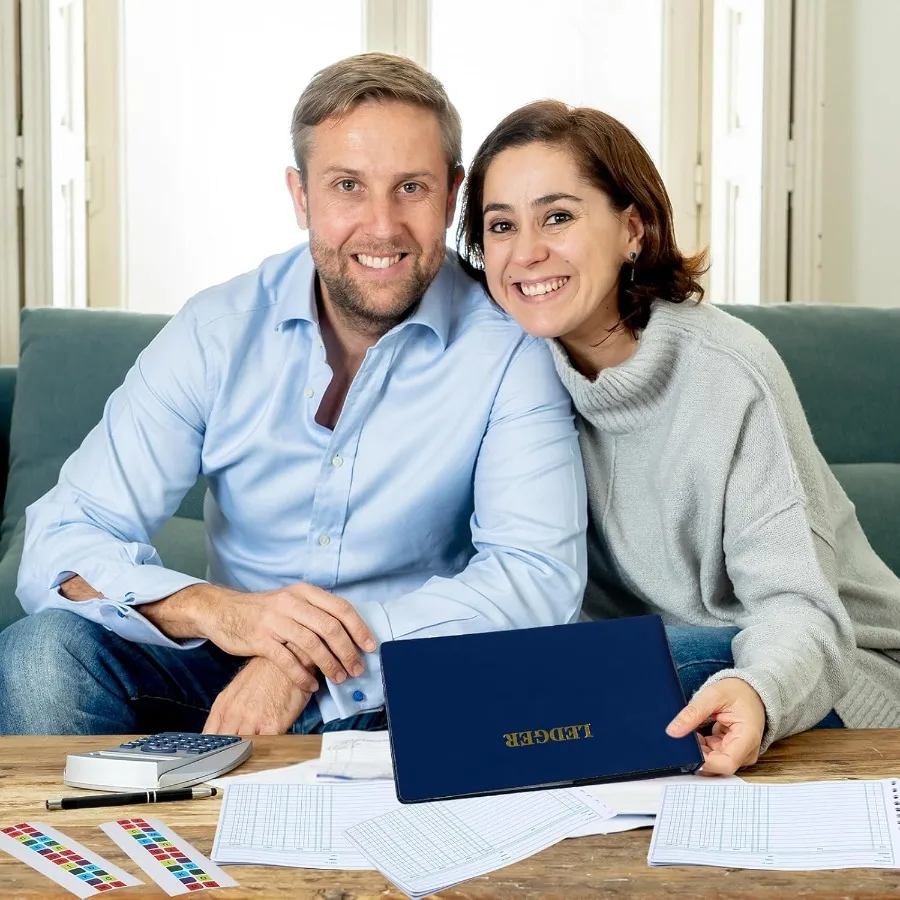 リング式台帳バインダー 200枚入り 5x8.5インチ台帳用紙 小さなインデックスタブ付き 会計・ビジネス用 デビット・クレジット・バランス用