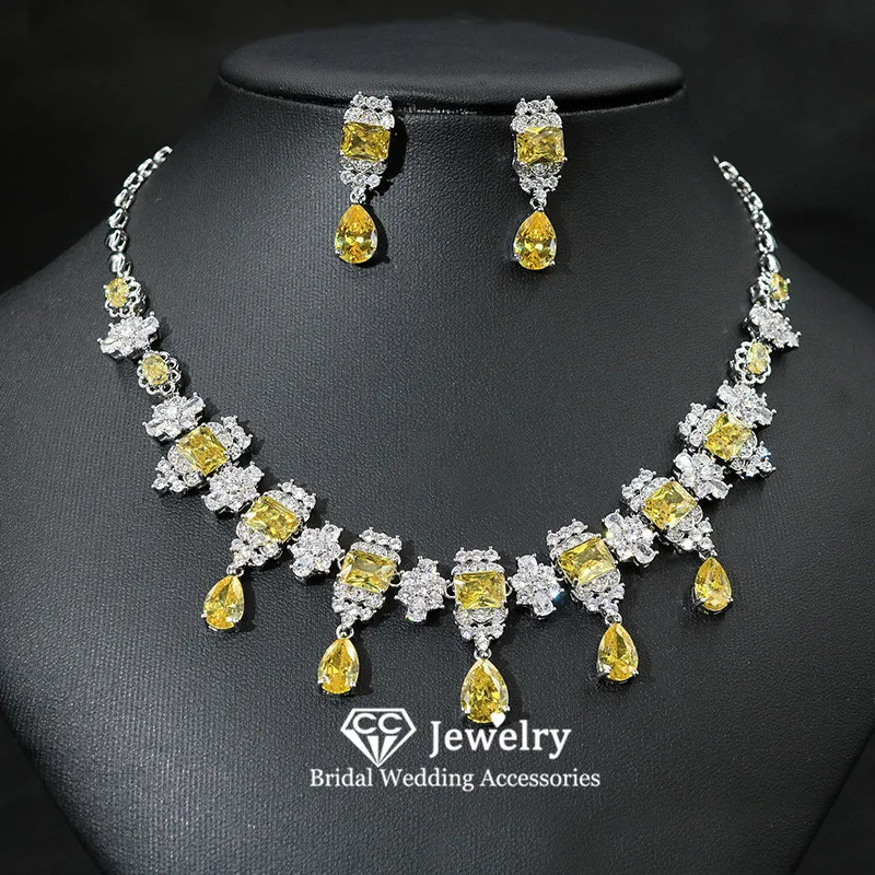 CC Jewelry Sets Wedding Events Women Accessories Bridal Bijoux Engagement 100% Handmade Luxury Necklace Earring Set Bijoux HL114