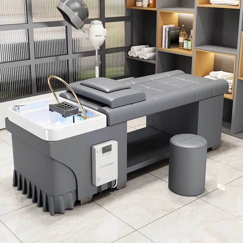 

Nordic Head Therapy Shampoo Chair Barbershop Beauty Salon Constant Water Cycle Fumigation Massage Bed Hair Salon Furniture FYSC