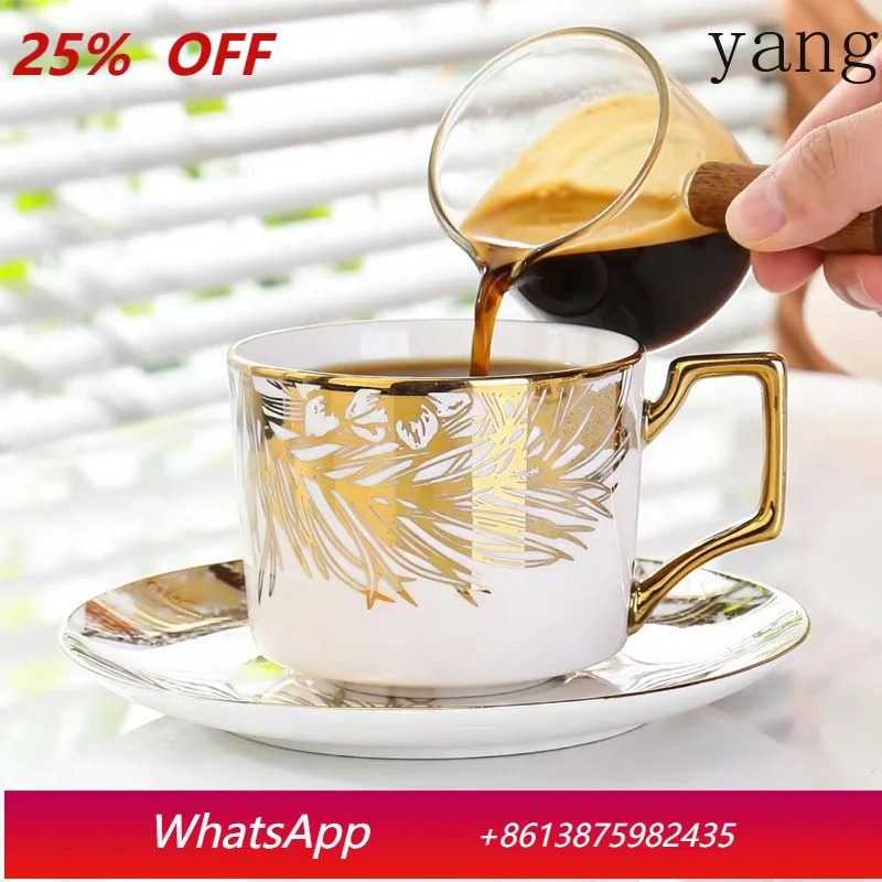 

LMM electroplated ceramic cup and saucer bronzing coffee cup set business gift