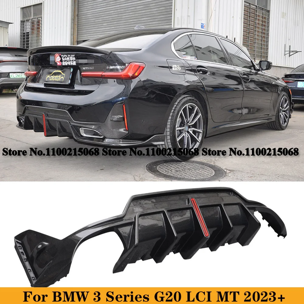 For BMW 3 Series G20 G21 M-Tech LCI Carbon Fiber Rear Lip Bumper Spoiler Splitter Auto Tuning