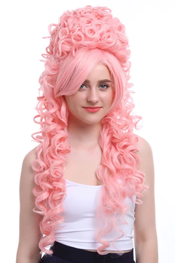 70cm Long Pink curly Marie Antoinette Anime Cosplay Synthetic Hair Wigs