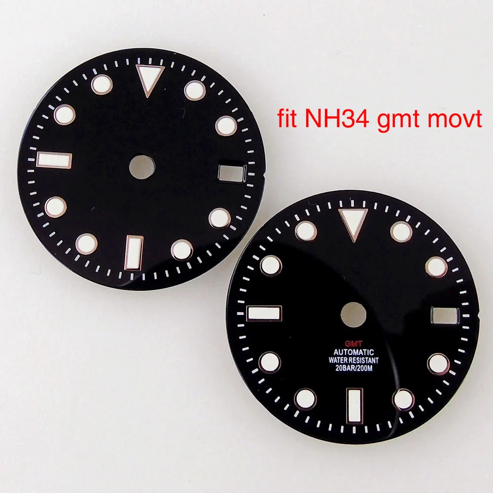 

Enamel Nologo 29mm SUB Watch Dial NH34 Rose Gold Edge White for Diver Automatic Watch Mod Case Parts 3/9 Date Position