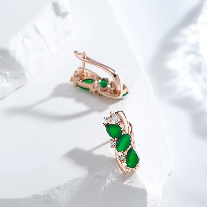 JULYDREAM Hollow Gold Color Glossy Match Emerald Green Zircon Drop Earrings Women Wedding Ethnic Jewelry Vintage Accessories