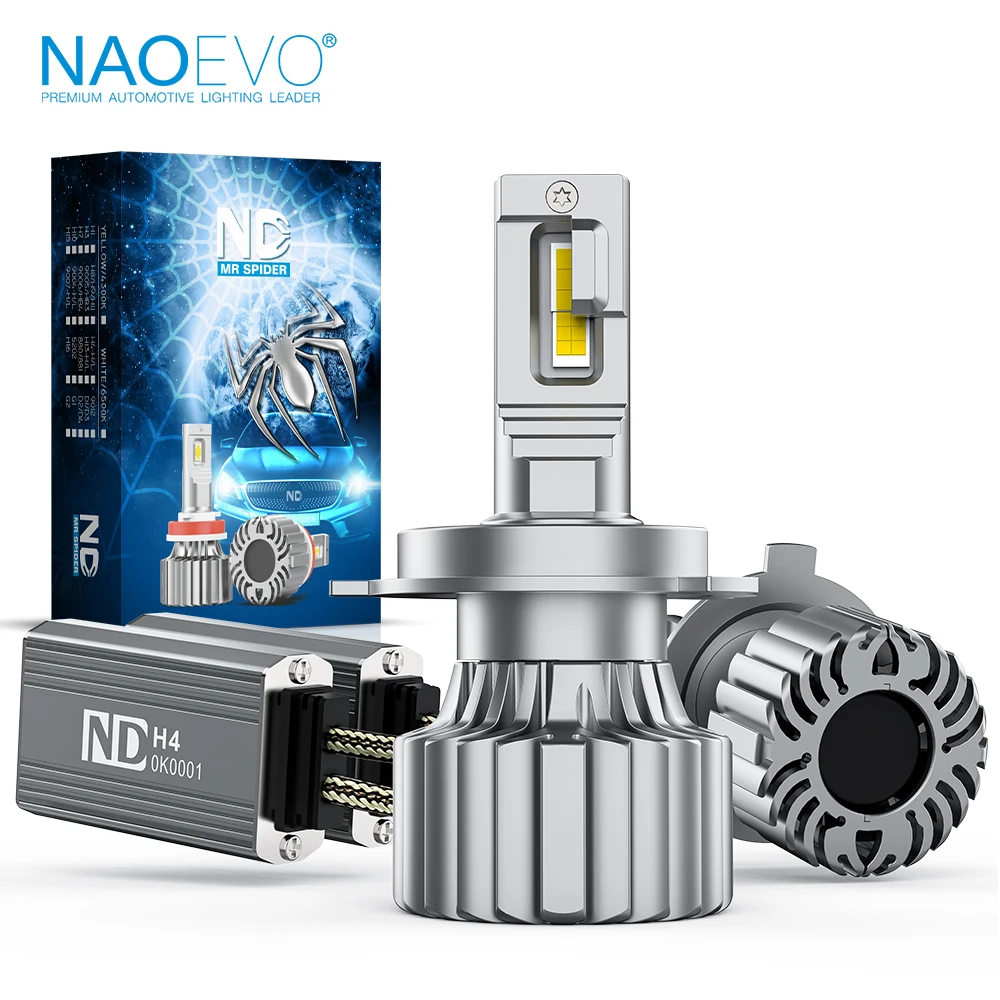 NAOEVO ND 140W 차량용 LED 전구, H4, H7, H3, H11, 9004, 캔버스(Canbus) 호환, 4300K/6500K, LED HB3, 9005, HB4, 9006, 12V, 2개 1세트