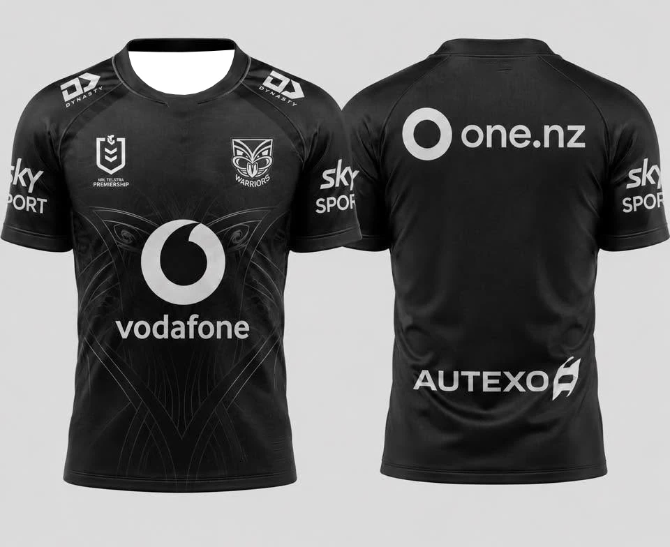 Family Matching Warriors Maori Tribal Metallic Print Rugby Jersey Oversized Solid Black Full Koru Pattern Number 1 Mesh Tee