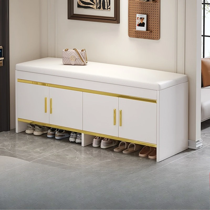 shoe change stool household light luxury door stool entry shoe stool can sit shoe cabinet soft bag seat stool integrated storage