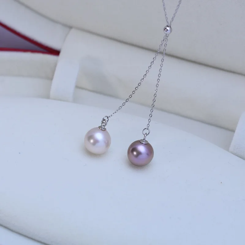 

Pearl Double-row Double-bead Necklace White S925 Silver Sweater Chain Fashion Accessories Variety Of Colors Can Choose Wholesale