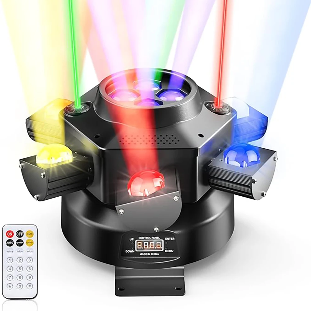 150W zesarmige kleine King Kong professionele podiumverlichting met afstandsbediening DMX512-bediening DJ-discoverlichting met laser voor bruiloftsfeest